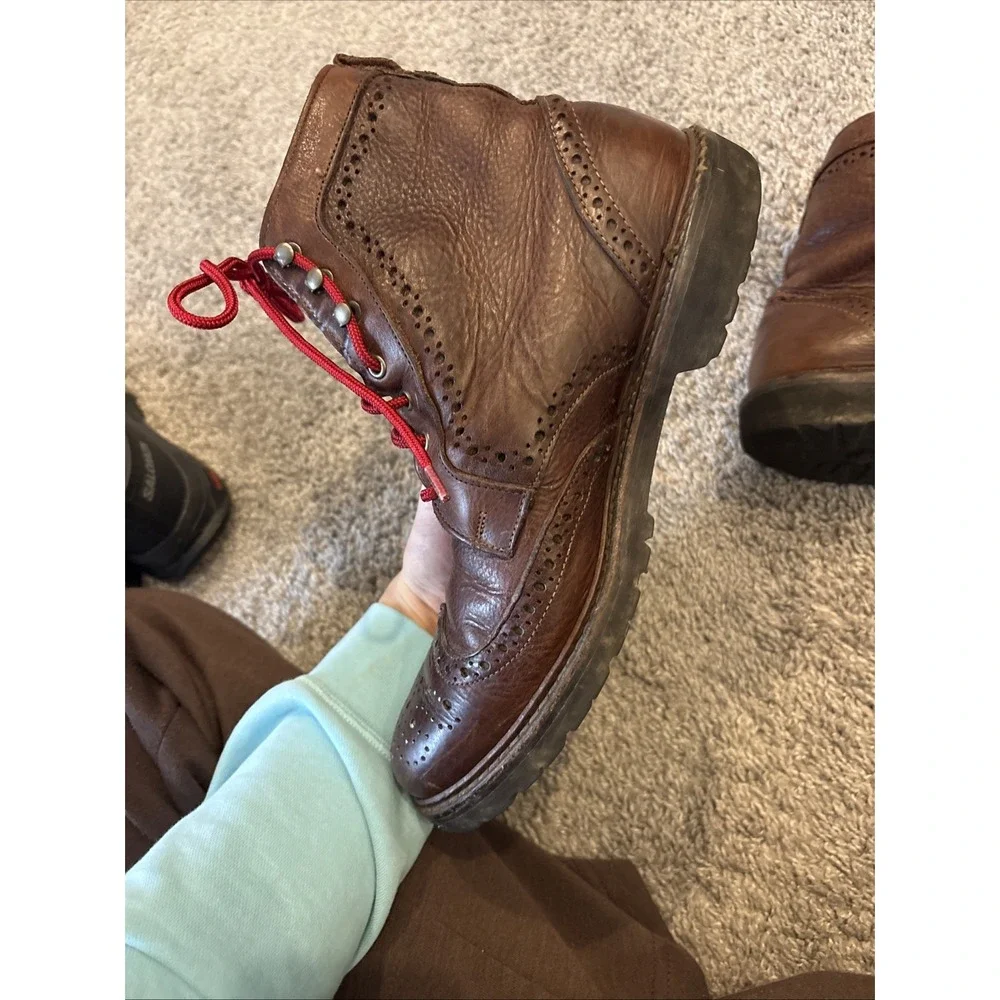 Allen Edmonds 'Long Branch' Brown Wingtip Ankle Boots USA Vibram 6021 Size 10.5